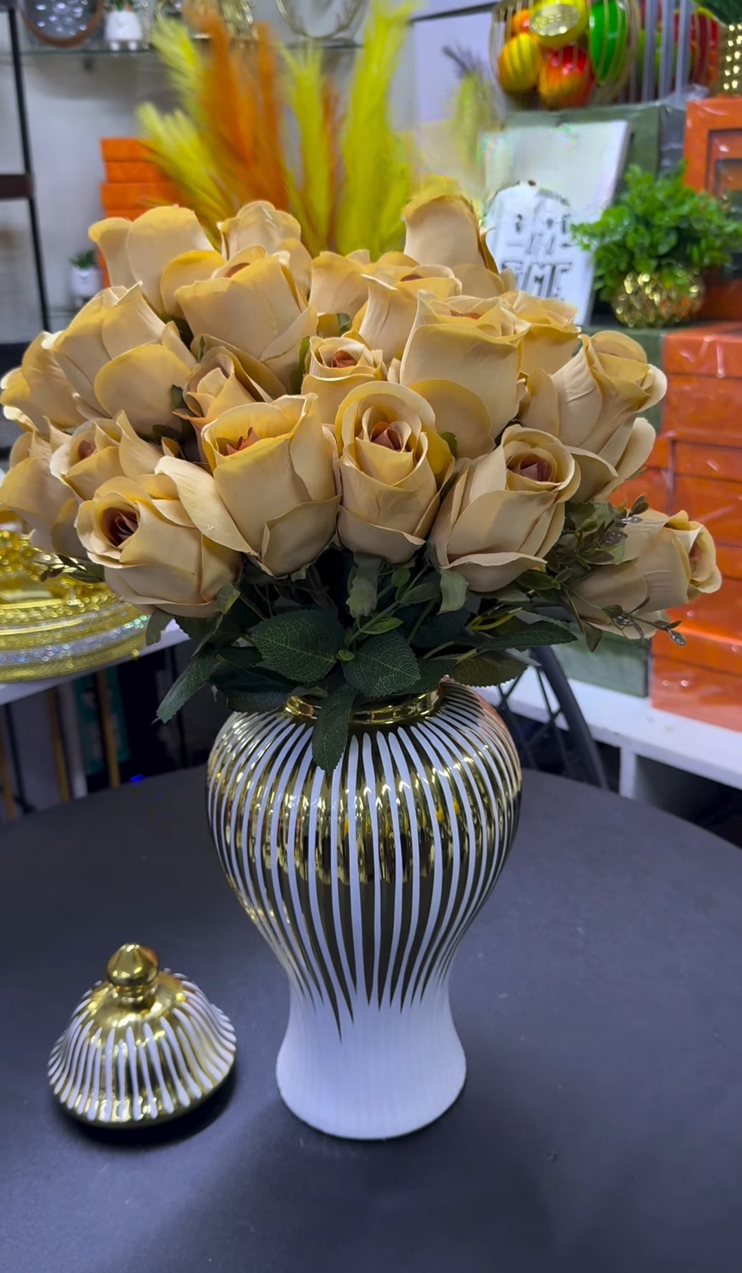 Ceramic Ginger Jar with flowers